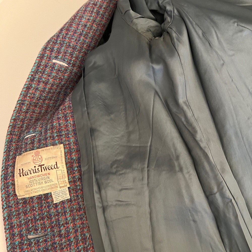 Vintage Harris Tweed Multicolor Handwoven Wool Coat - Picture 10 of 16